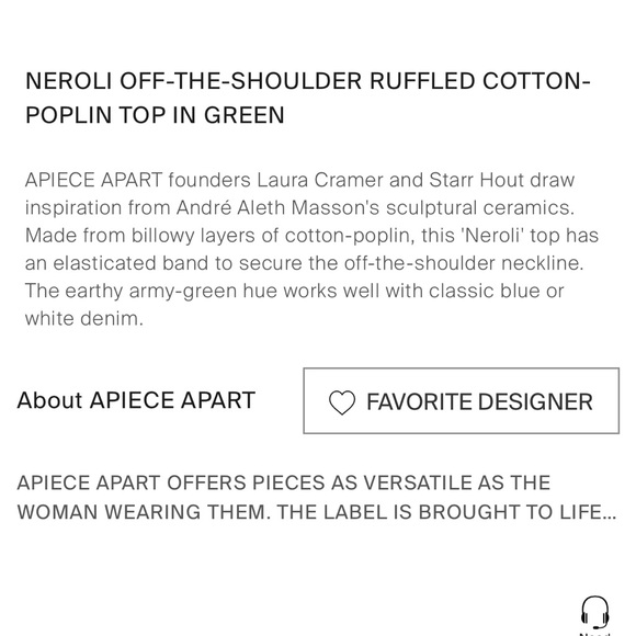 APIECE APART Neroli Off the Shoulder Poplin Top - Picture 9 of 9